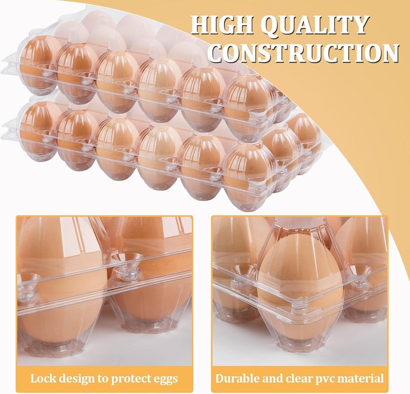 APOCHON 40PCS Plastic Egg Cartons 18 Count,Clear Egg Cartons Cheap Bulk for Fresh Eggs,Reusable Egg Holder for Family,Pasture,Farm Markets Display - Medium Egg Containers 3x6 Grids - Image 3